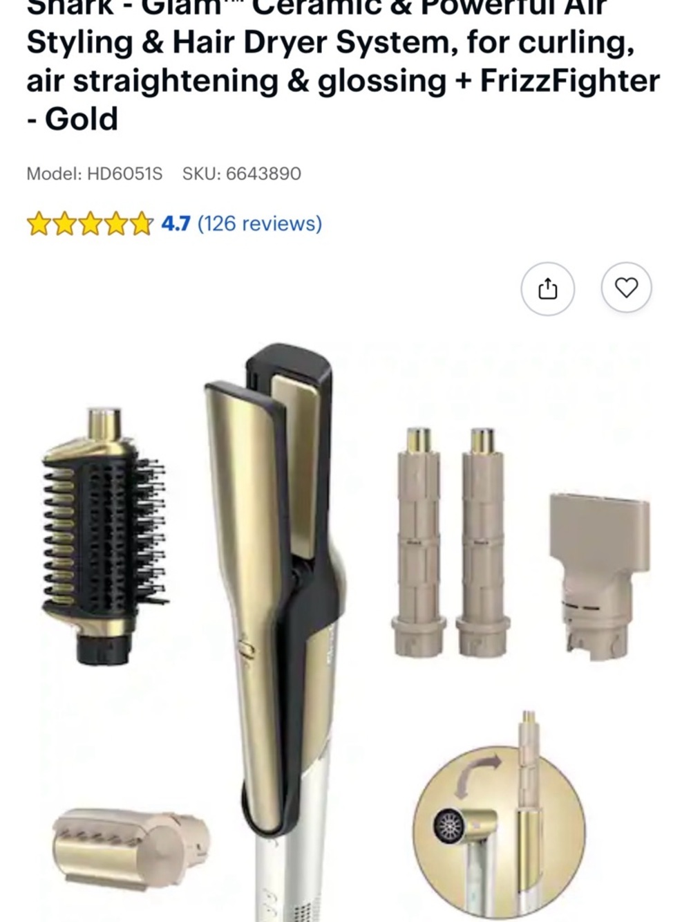 Brand New! Shark Glam Ceramic Gold 5-in-1 Hair Styling System.